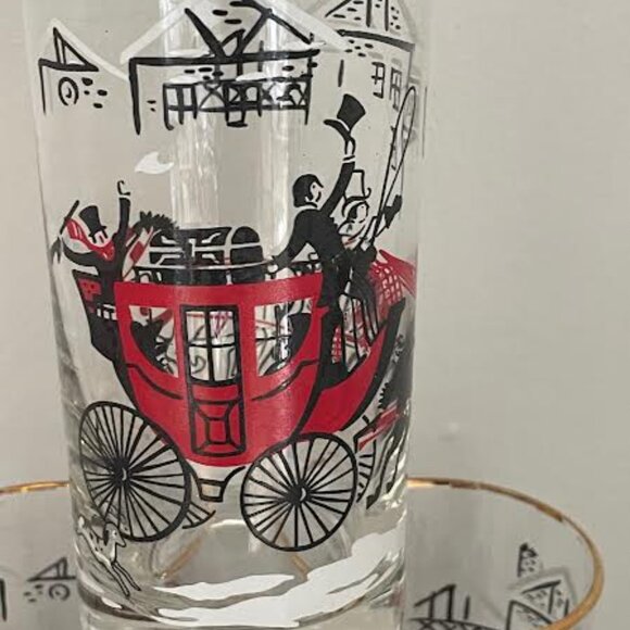 Set of 4 Vintage Drinkware LIBBEY Stagecoach Winter Scene Beverage  Glasses - Picture 7 of 11